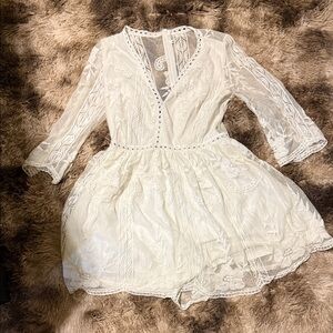 Elegant Lace Romper in White